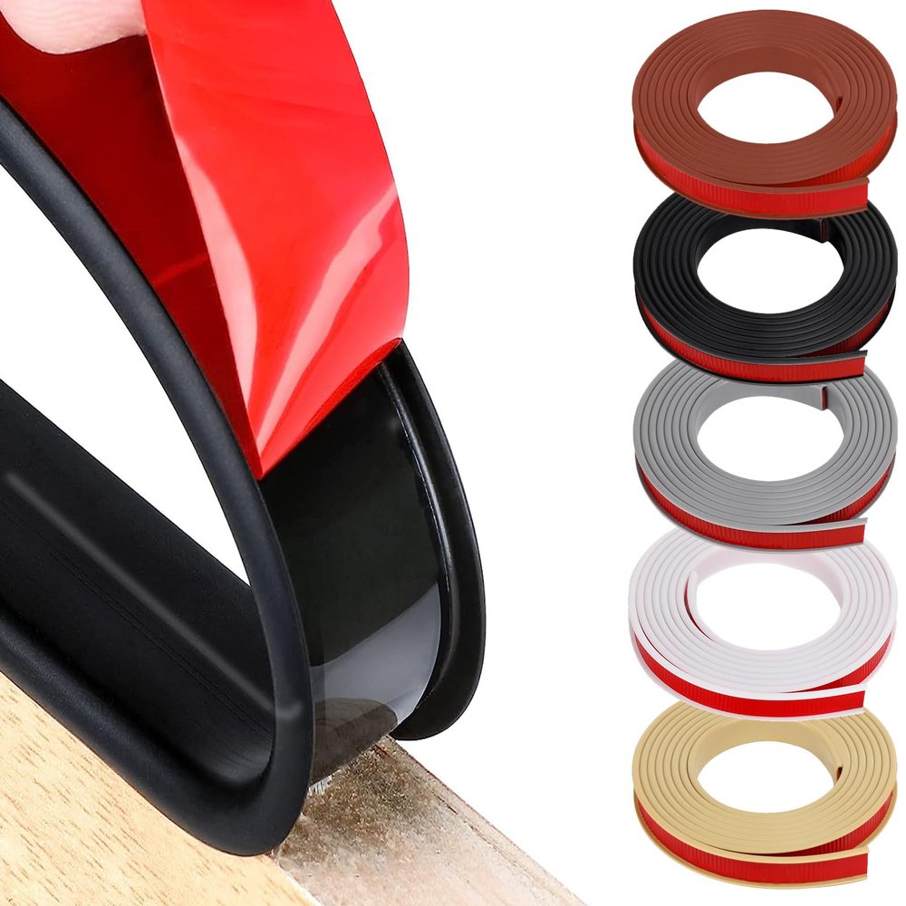 HeiPen TPE U-Shape Self-Adhesive Furniture Edge Band, Black, 12 mm x 3 m