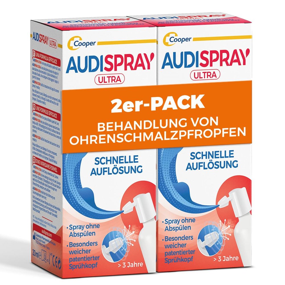 AUDISPRAY Ultra x 2 – Treatment of Earwax Plugs – Ear Spray 20 mL x 2