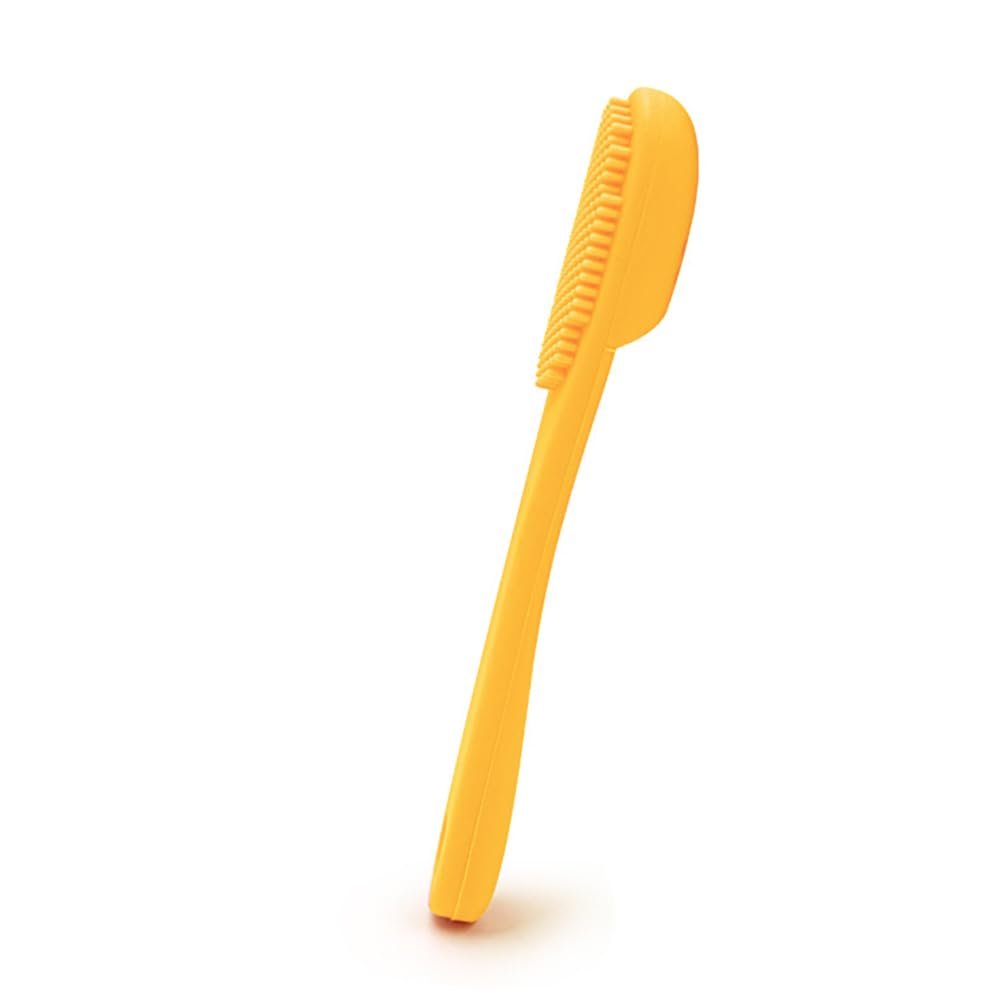 Silicone Toothbrush for Pets, Bite and Gum Resistant, Long Handle and Soft Bristles for Thorough Cleaning (Yellow)