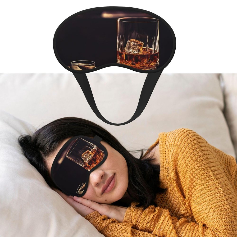 Whiskey and Cigar Sleep Mask with Adjustable Strap