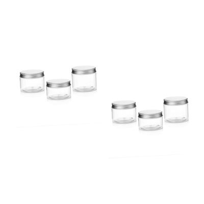 FOMIYES Refillable Plastic Cosmetic Jars with Lids, Silver, 3-Pack × 2