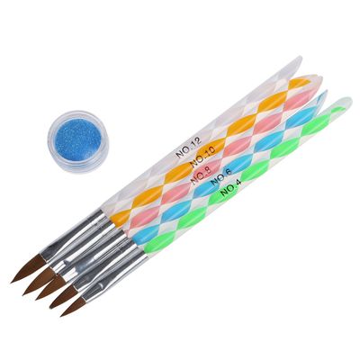 Inkoby 5×2-Way Acrylic UV Gel Nail Art Pen, Drawing Brush & Cuticle Pusher