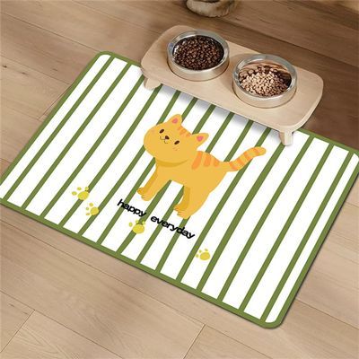 Surwin Pet Feeding Mat - Green Stripes, 30x40cm