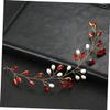 Elegant Red Rhinestone Pearl Bridal Hair Vine view 3