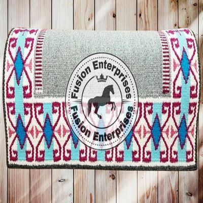 EQUIEMPRESS Western Ranch Saddle Pad, New Zealand Wool Top Wool Pad Sensor Flex, Adjustable, A-95 (36 x 40 in)