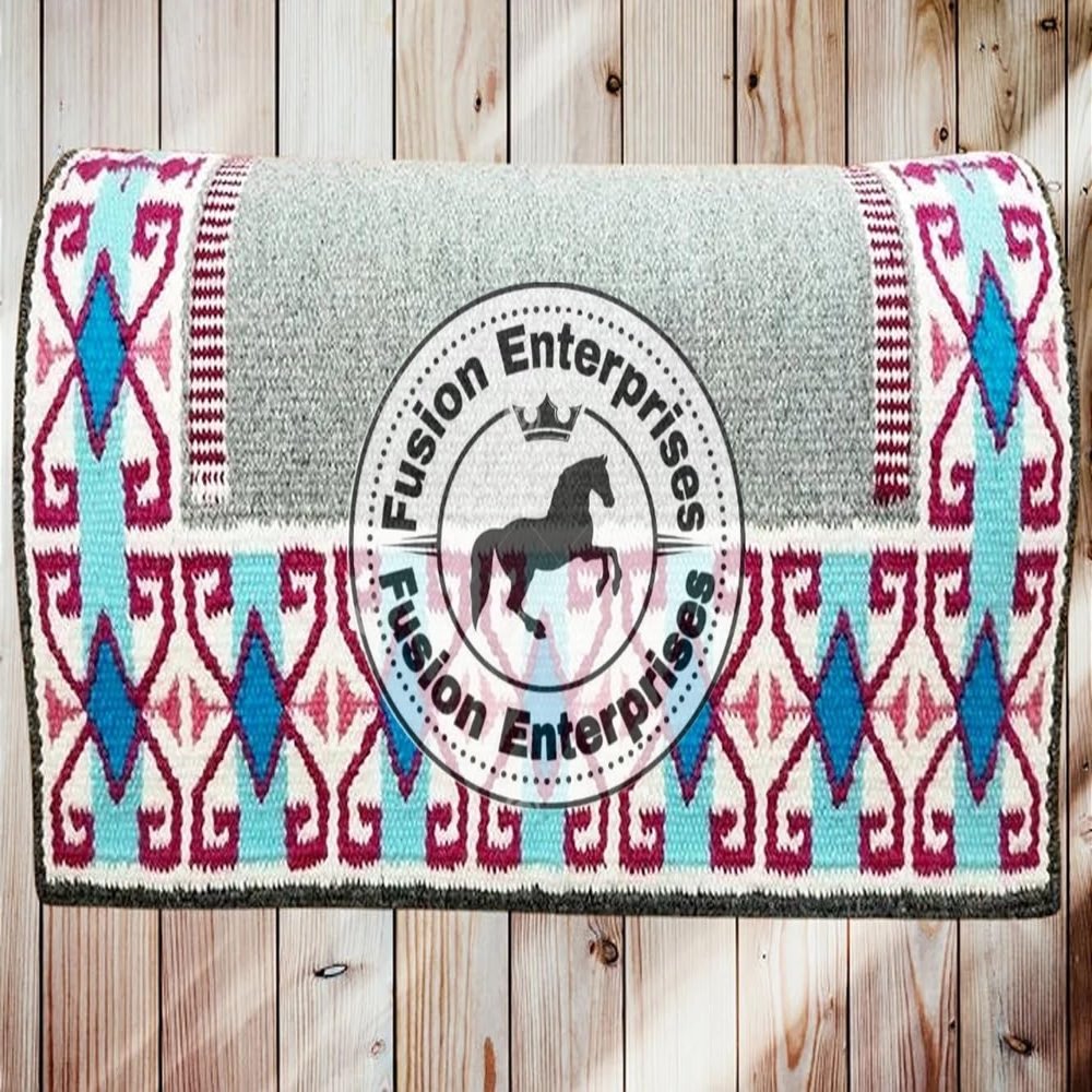 EQUIEMPRESS Western Ranch Saddle Pad, New Zealand Wool Top Wool Pad Sensor Flex, Adjustable, A-95 (36 x 40 in)