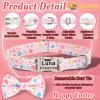 SEOUGEE Easter Dog Collar Set with Bow Tie, Leash, and Engraved Buckle, Adjustable Cotton Collar for Small Dogs, Bunny Blossom, Size S view 2
