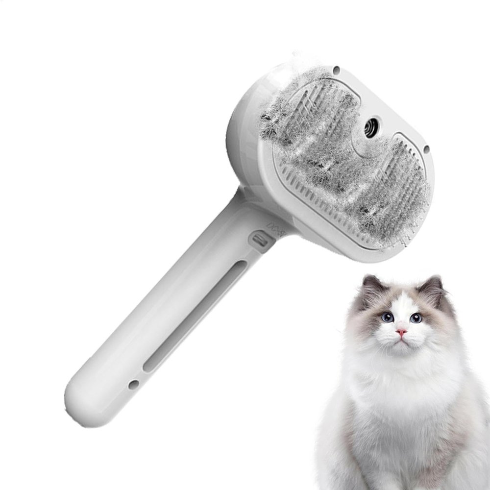 Pet Grooming Brush with Built-In Spray, Detangling Comb and Hair Removal Tool