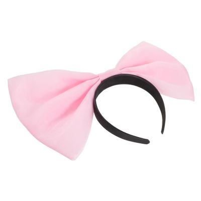 Women's Headband with Large Bow, Satin and Plastic, Pink