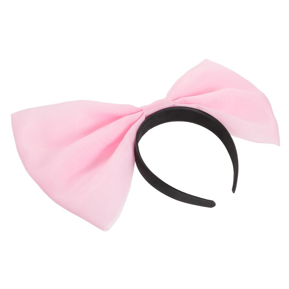 Women's Headband with Large Bow, Satin and Plastic, Pink