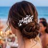 Zoestar Silver Rhinestone Bridal Hairpins and Pearl Hair Comb view 3