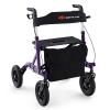 GOPLUS Folding Rollator, Height-Adjustable Walker with Wheels, Seat, Bag and Cane Holder, Aluminum Frame, 160 kg Capacity, Purple view 1