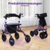 GOPLUS Folding Rollator, Height-Adjustable Walker with Wheels, Seat, Bag and Cane Holder, Aluminum Frame, 160 kg Capacity, Purple view 2
