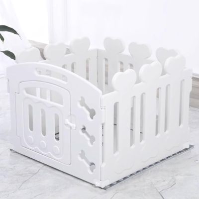 Indoor Plastic Puppy Playpen with Suction Cups, Portable Drill-Free Dog Fence, Safety Lock, 3 Sizes (78/155 cm), Foldable, White (78 × 78 × 60 cm)