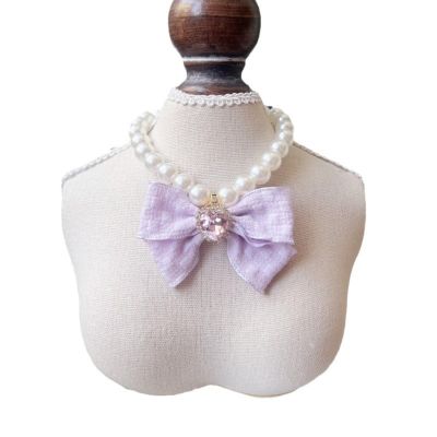 Adjustable Cat Collar with Pearl Bow