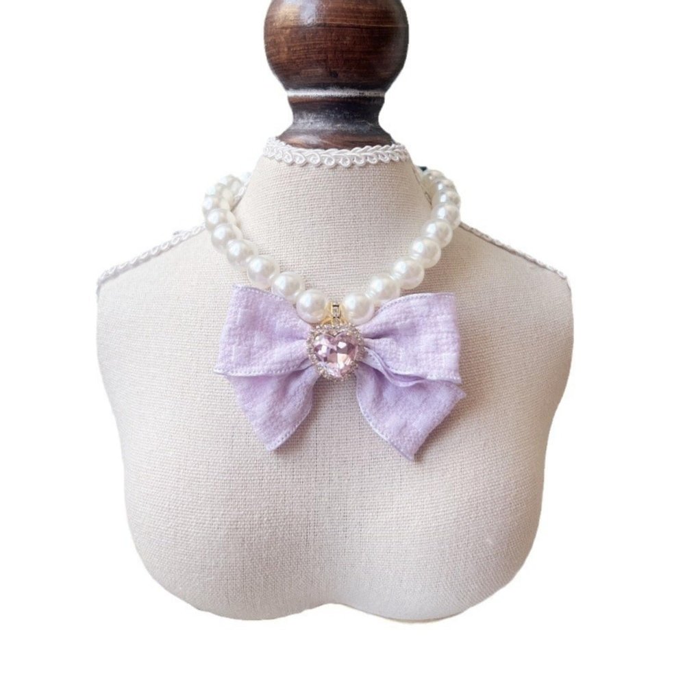 Adjustable Cat Collar with Pearl Bow