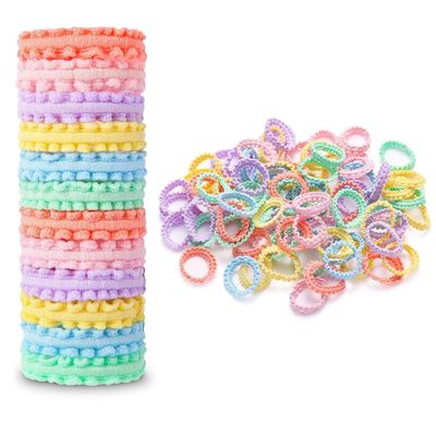 Girls' Hair Ties, Mini Seamless Elastic Ponytail Holders, Multicolor