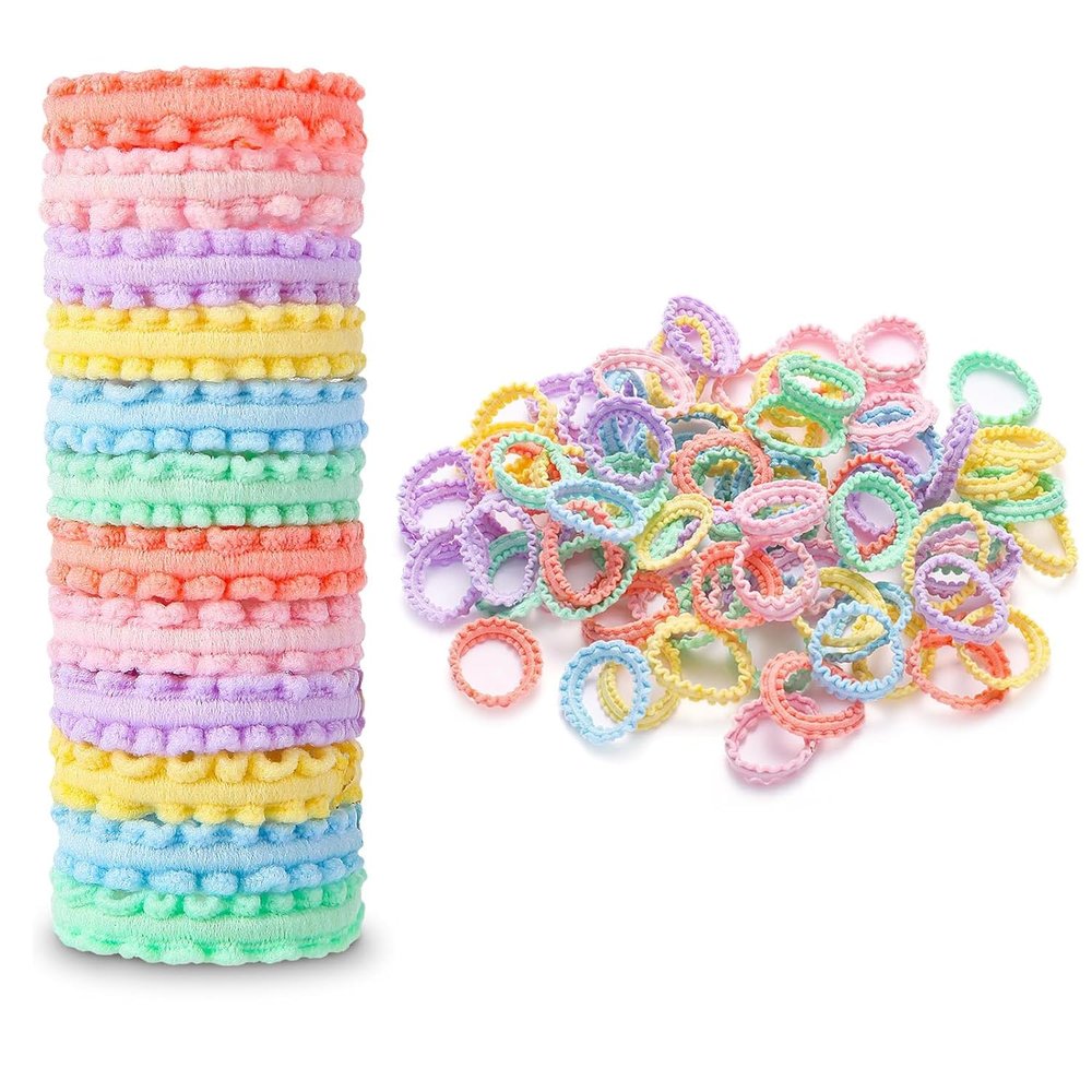 Girls' Hair Ties, Mini Seamless Elastic Ponytail Holders, Multicolor
