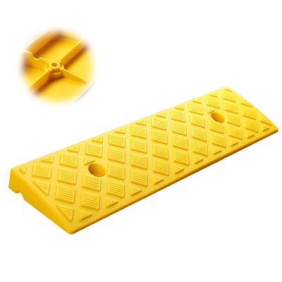 LYDBMYT 1-Pack Plastic Curb Ramp, Heavy-Duty Threshold Ramp, Portable Ramp for Wheelchairs, Doorways, Bathroom Steps, Stairs and Curbs (Yellow)