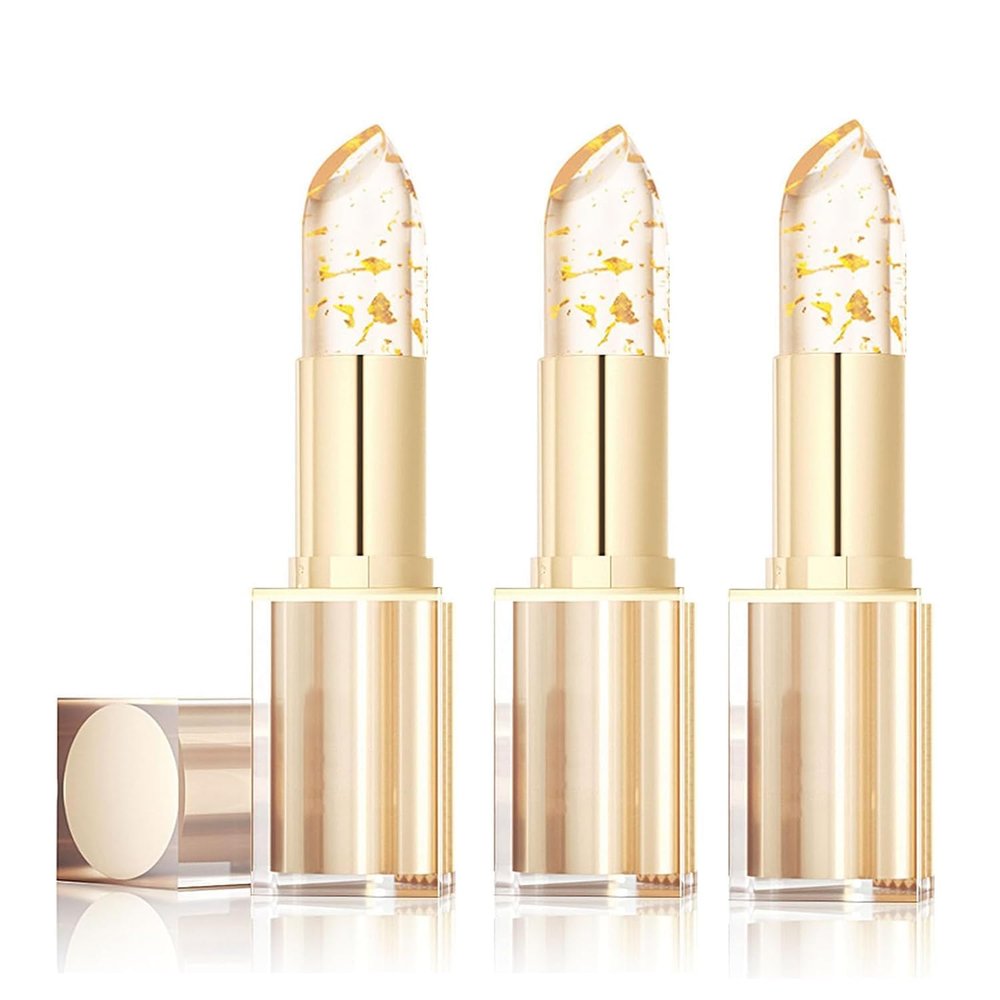 Transferproof Color-Changing Lipstick with Gold Crystals, 3-Piece Set