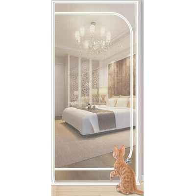 Cat-Proof Fly Screen Door with Zipper and Hook-and-Loop Tape (130x