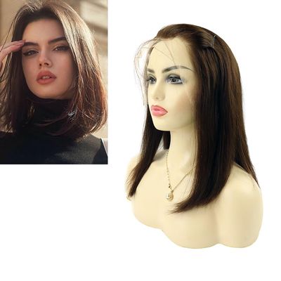 Larafona Hair 100% Remy Human Hair Bob Wig, Dark Brown 2#, 12 in, Full Lace, Glueless