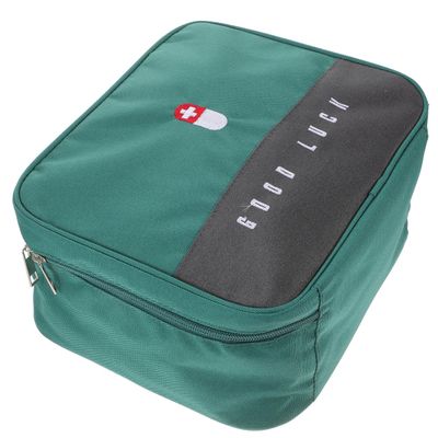 Green First Aid Bag with Multiple Compartments, Portable