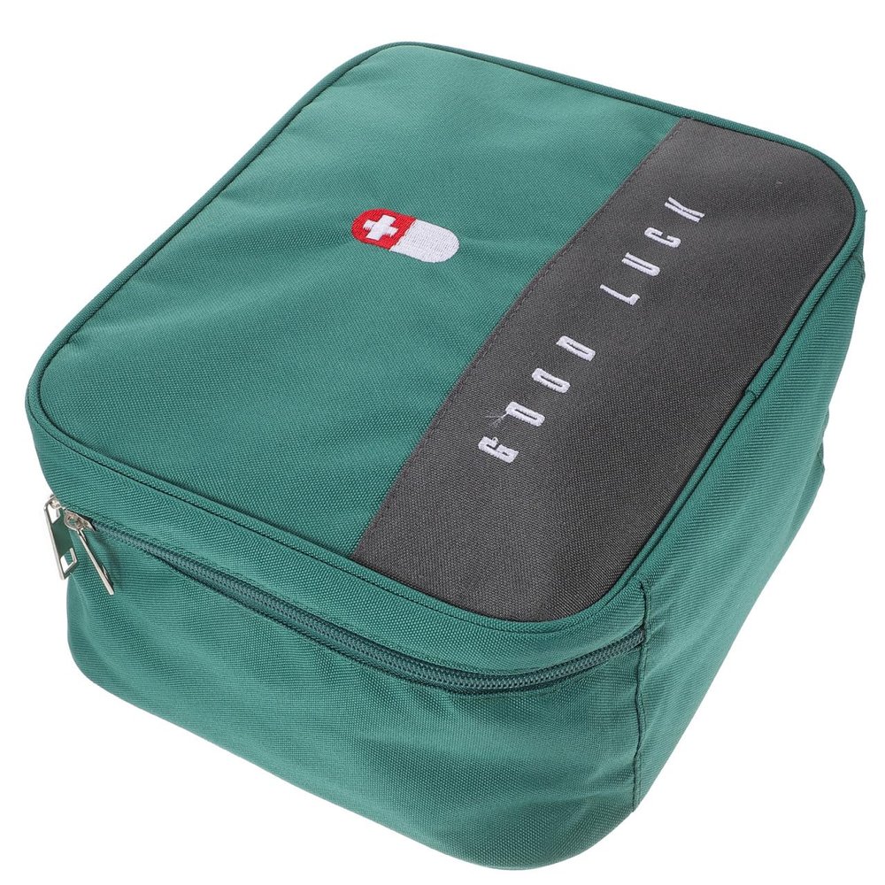 Green First Aid Bag with Multiple Compartments, Portable