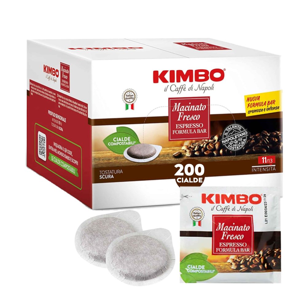 Kimbo Fresco ESE 200 Pods, 44 mm, with Pure Roasted Coffee from Italy