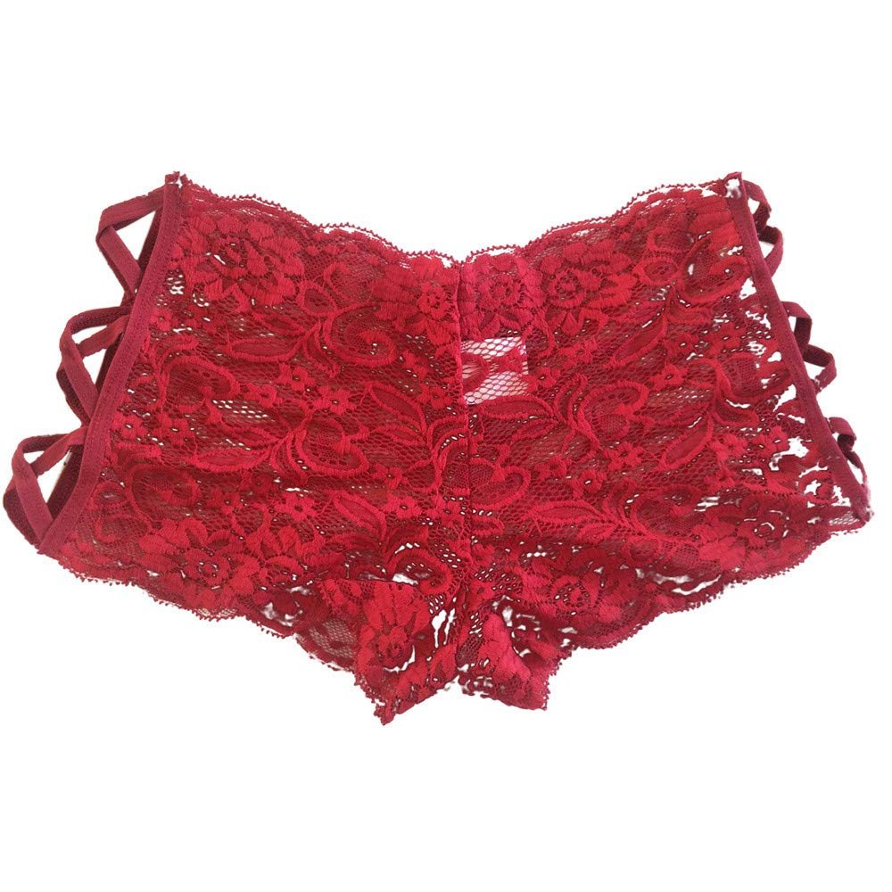 PINTUTU Women's Lace Open-Crotch Thong