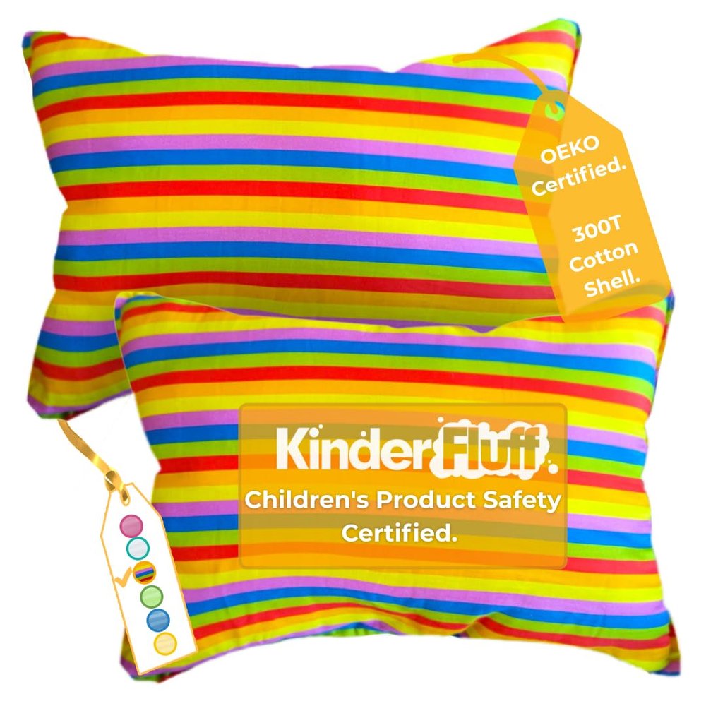 Kinder Fluff Children's Pillows, 2-Pack (No Pillowcase Needed), Ages 7+