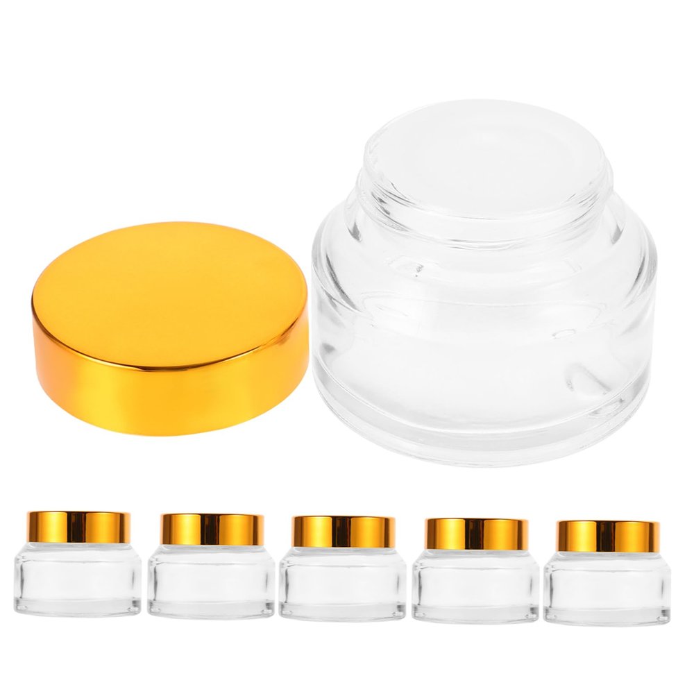 GANAZONO 6-Piece Small Glass Jars with Seals for Cosmetics, Travel and Camping