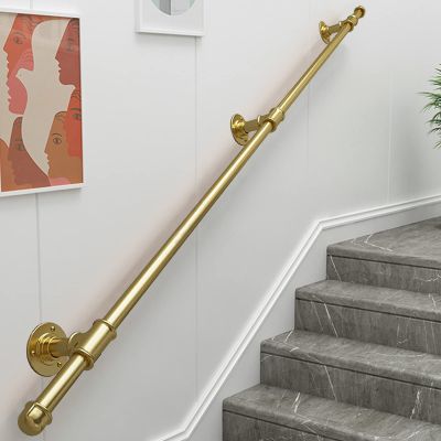 Modern Gold Stair Railing, Wall-Mounted, 240 cm