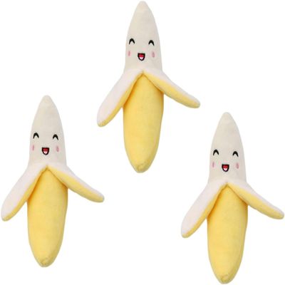 Cldaisy 3-Pack Yellow Banana Plush Squeaky Toys for Puppies