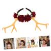 Red Plastic Antler Headband for Women and Adults view 2