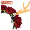 Red Plastic Antler Headband for Women and Adults view 3