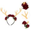 Red Plastic Antler Headband for Women and Adults view 4