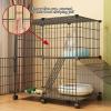 XSMYdpuk 2/3-Tier Wire Cat Cage with 360° Locking Casters and Ladders, Removable Cat Playpen for 1–3 Cats and Small Animals, Black C view 3