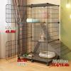 XSMYdpuk 2/3-Tier Wire Cat Cage with 360° Locking Casters and Ladders, Removable Cat Playpen for 1–3 Cats and Small Animals, Black C view 4