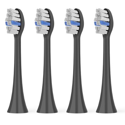 Lächen Replacement Brush Heads, Medium Bristles, Compatible with All Lächen Electric Toothbrushes, W161 Black, 4 Pack