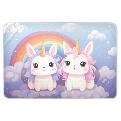 Rainbow Unicorn Waterproof Bed Pad, Sky Violet, Highly Absorbent, for Potty Training and Baby Cribs, 132.1 x 86.4 cm (L x W)