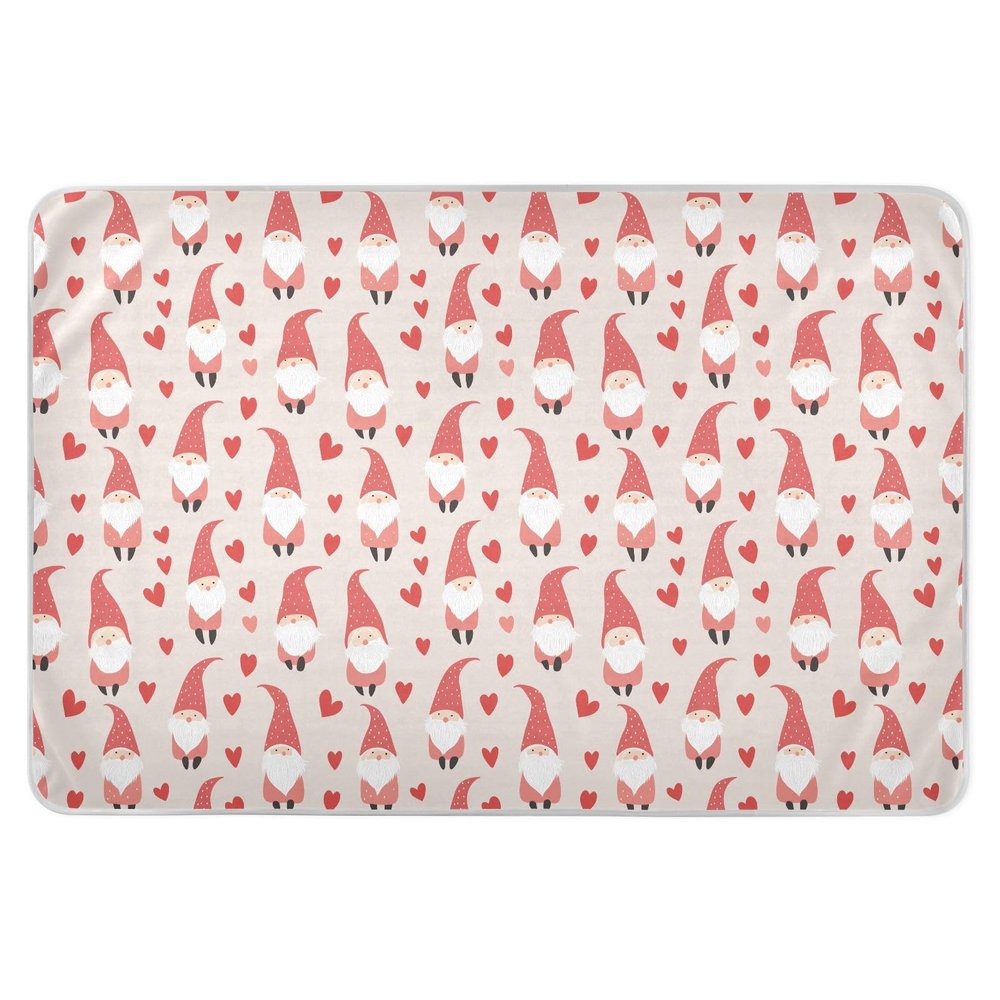 Baby Bed Pad "Happy Valentine's Dwarf," Soft, Absorbent, for Changing and Travel, 132.1 x 86.4 cm (L x W)