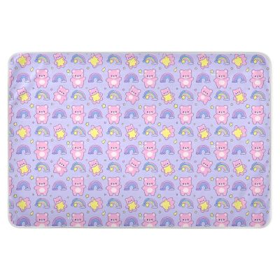 Cute Cartoon Bear Star Purple Peach Waterproof Toddler Bed Pad, 132 cm L x 86 cm W