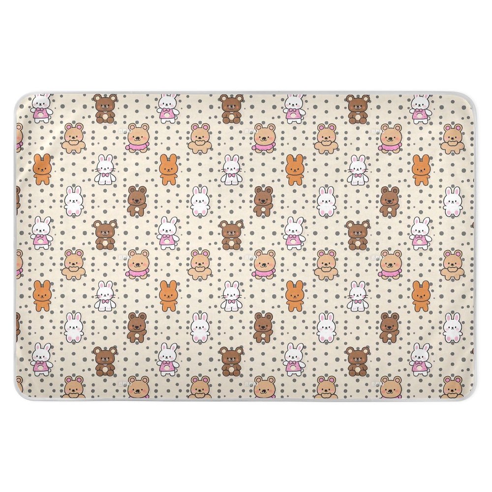 Cute Rabbit Toddler Waterproof, Leakproof, Quick-Dry Crib Pad, Brown, 132.1 x 86.4 cm (L x W)