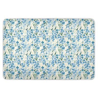 Blue and Green Small Flower Waterproof Diaper Mats, Portable Pee Pads for Babies and Toddlers, 132 cm L x 86 cm W