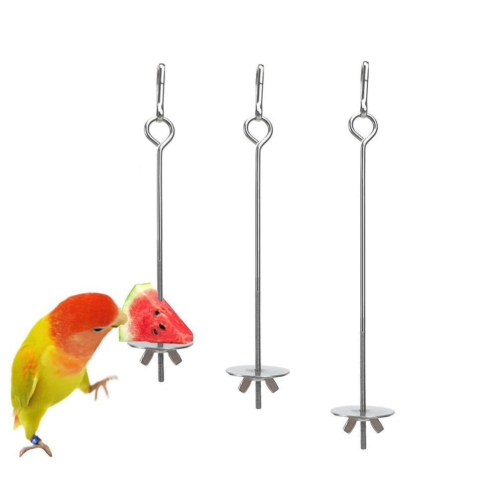 KLEHOPE Bird Skewers, 3 Pack Stainless Steel Parrot Skewers