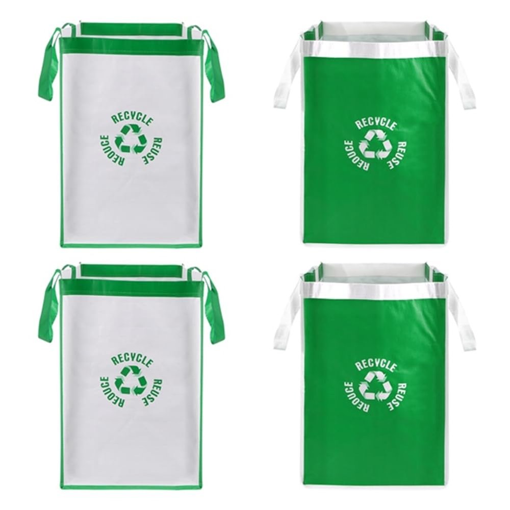Qerwsdty 4-Piece Recycling Bags for Kitchen Waste Sorting, Waterproof Compartment Containers