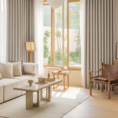 Tolldek 2-Pack Blackout Curtains, Solid Chenille, Light Gray, 102 x 183 cm