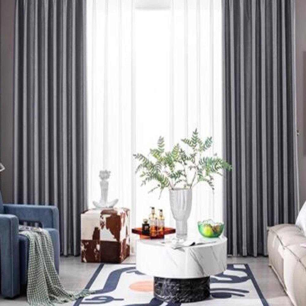 Tolldek 2-Piece Long Blackout Curtain Set, Solid Gray, 40.2 x 84.3 in