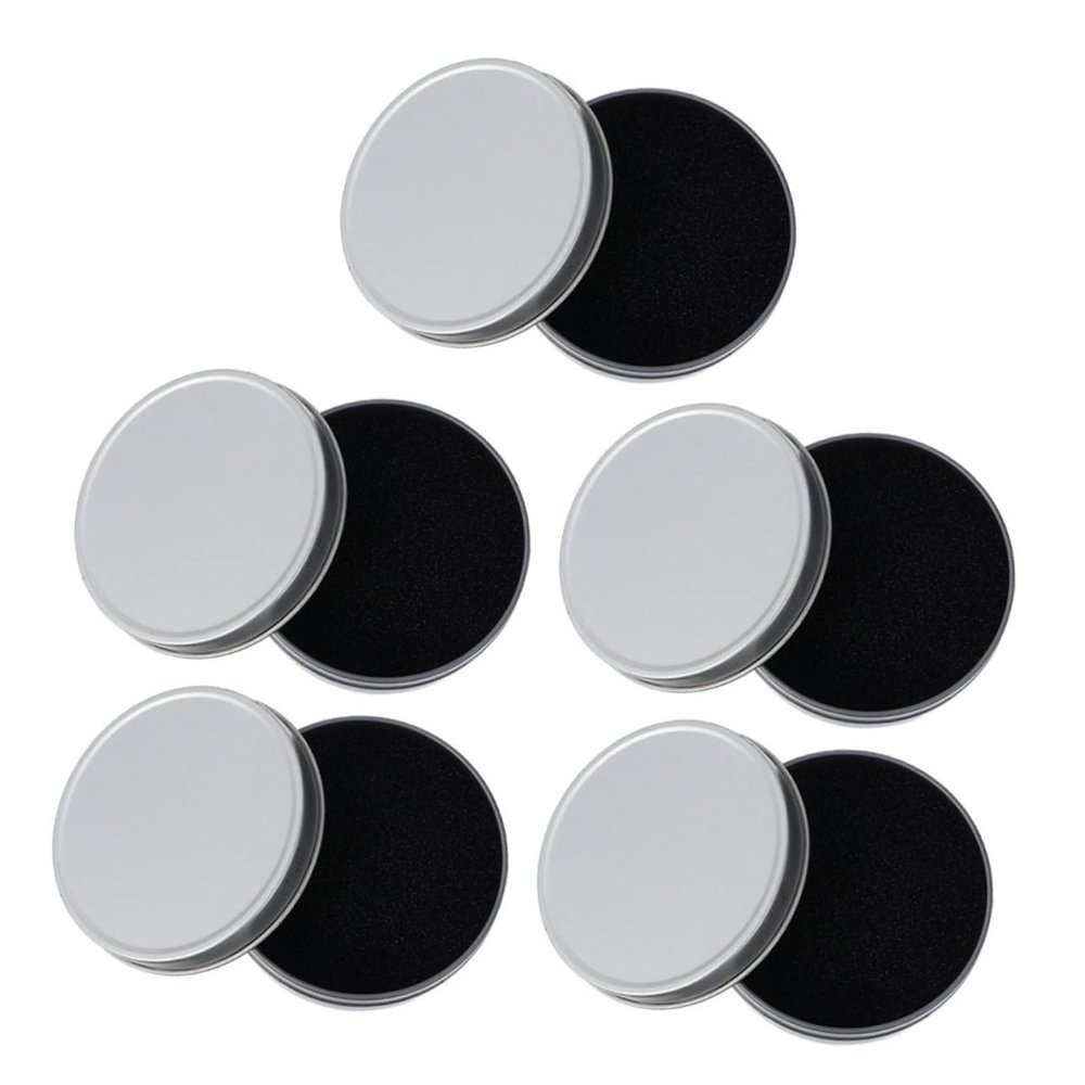 Brush Cleaning Case Set, 5 Pieces, Activated Charcoal Sponge, Silver
